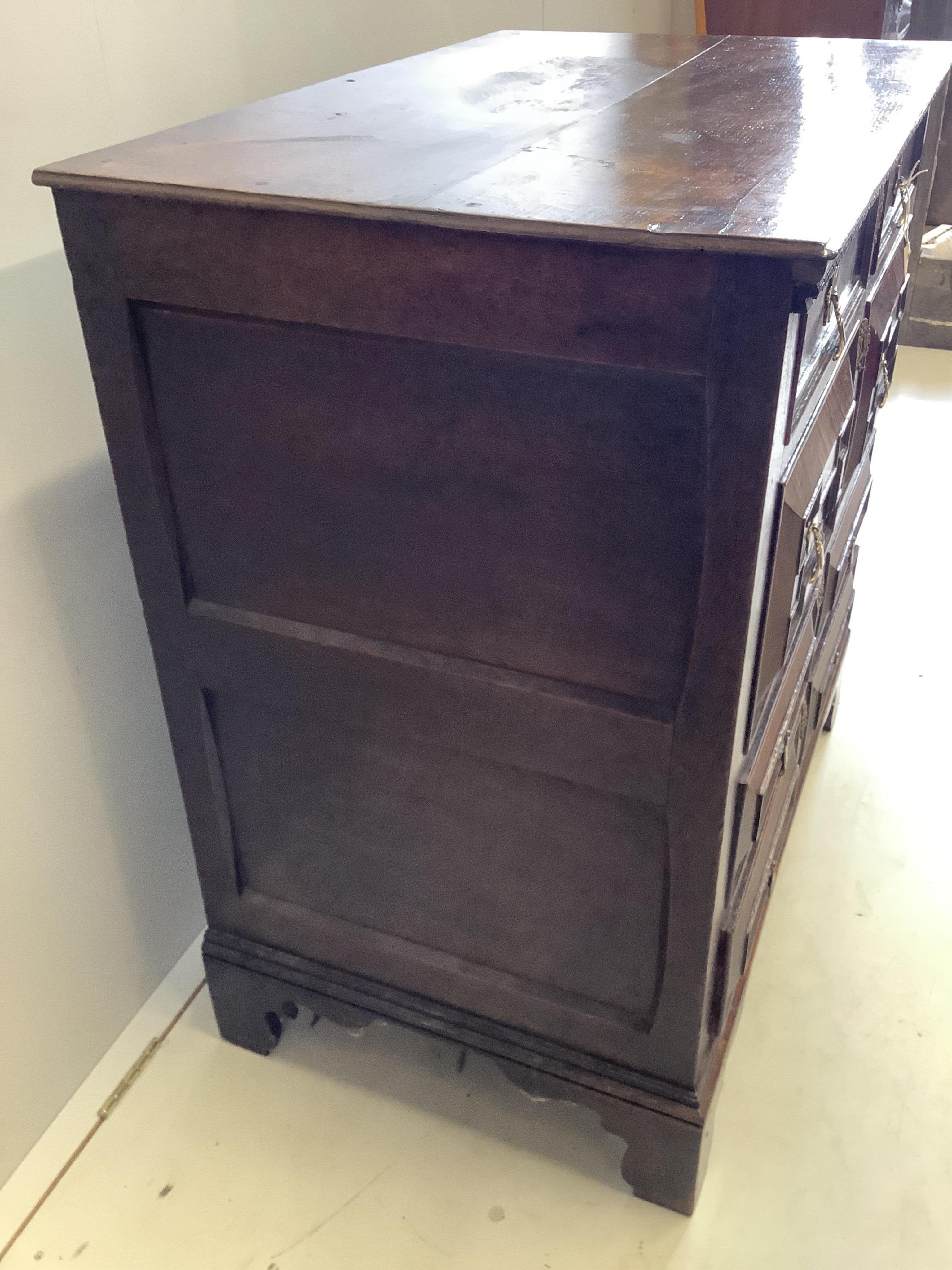 A Jacobean oak chest of drawers, width 91cm, depth 58cm, height 99cm. Condition - fair